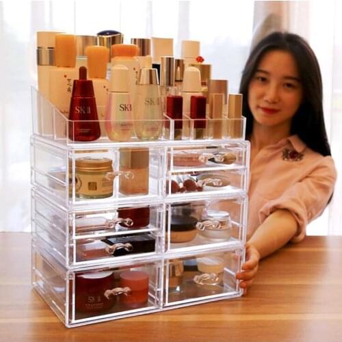 Acrylic Multifunction Makeup Organizer Clear Jewelry Storage Box Lipstick Collection Case Cosmetic Dust-proof Storage Box