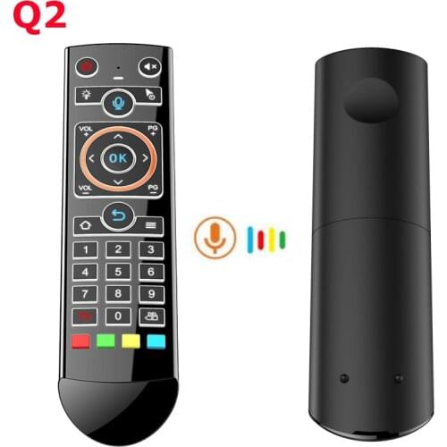 Q2 IR Learning Wireless 2.4GHz Air Mouse Backlight Gyroscope Smart Voice Remote Control for Android TV Box h96 x96 max vs G10S