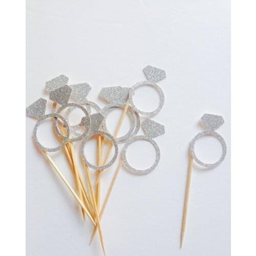 Diamond Ring Cupcake Toppers Engagement Party Decoration, Bridal Shower Party, Wedding Cupcake Topper, Glitter Cup