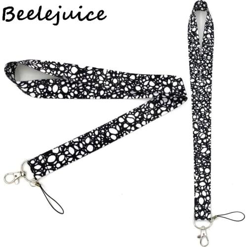 24pcs Black White pattern Lanyard Keys Phone Holder Funny Neck Strap With Keyring ID Card DIY Animal Lanyard Hang Ropes