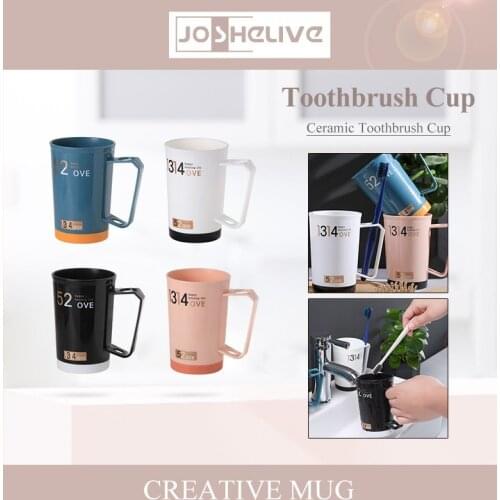 380ml Couple Toothbrush Cup Plastic Imitation Ceramics Oothbrush Cup Suit With Handle Couple Nordic Style Bathroom Supplies