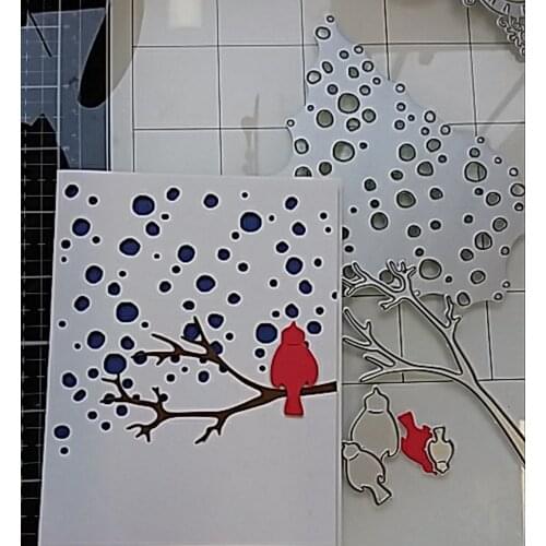 Chegada nova neve aves ramo de corte dados 3d scrapbooking carbono afiada artesanato morrer cartões de convite foto decorati