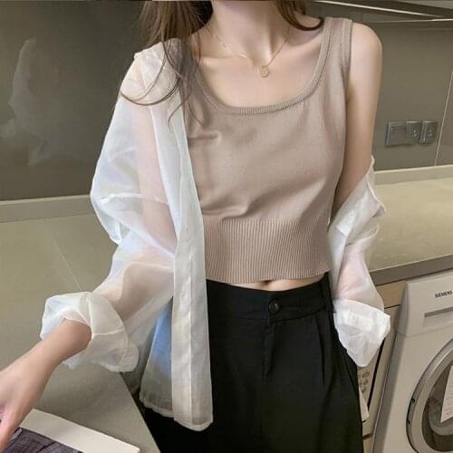 Cheap wholesale 2021 spring summer new fashion casual lady beautiful nice women Tops woman female OL korean tank top Ay1380