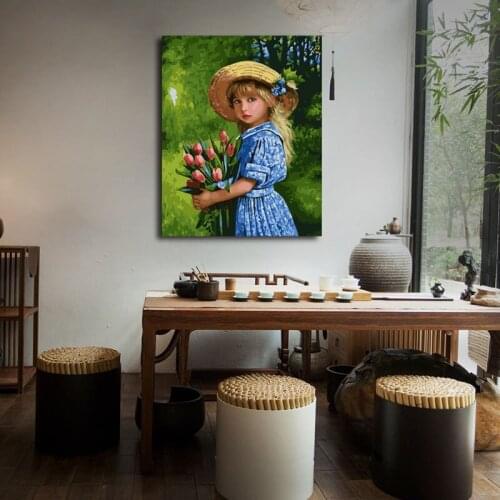 DIY colorings pictures by numbers with girl picture drawing painting by numbers framed Home