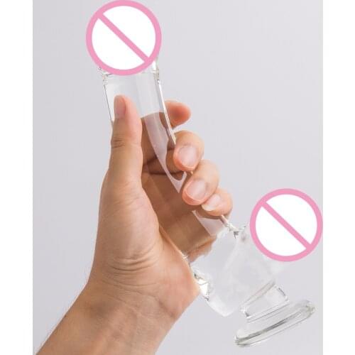 Erotic 9 Inch Big Crystal Glass Dildo Clear Pyrex Glass Large Dick Huge Dildo Realistic Strapon Penis Adult Sex Toys for Woman