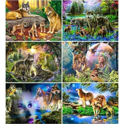 Evershine 5D DIY Diamond Painting Wolf Full Square Diamond Embroidery Animal Cross Stitch Rhinestones Pictures Home Decor Gift