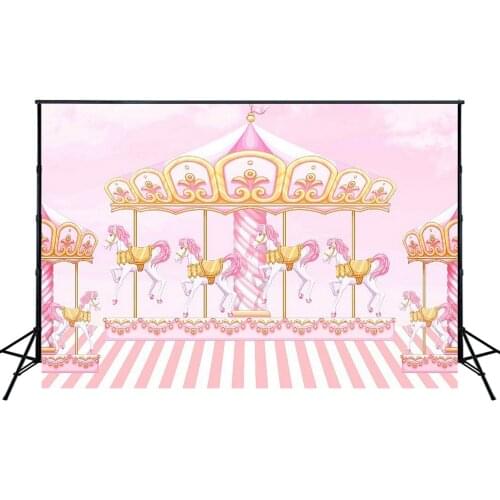Filming Carousel Theme Backdrop Princess Birthday Party Decor Background Playground Baby Shower Newborn Portrait Photoshoot