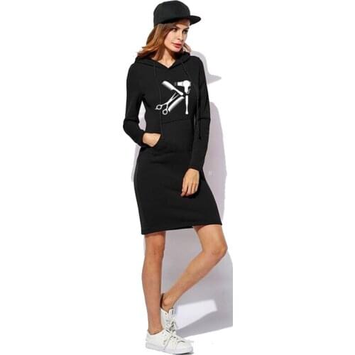 Art Hair salon Hairstyle Barber Dress long sleeve long slim body bag hip cap women casual autumn winter bottoming skirt