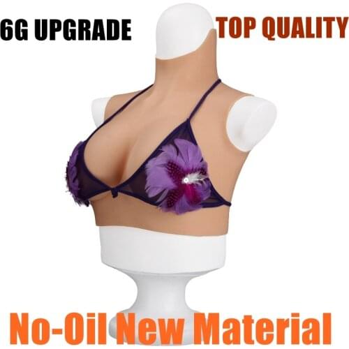 6G Upgrade New High Collar Neck Fake Artificial Boob Realistic Silicone Breast Forms Crossdresser Shemale Transgender Drag Queen