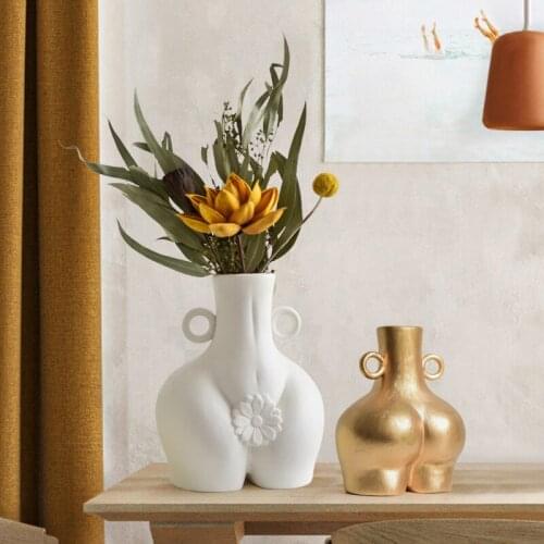 Ceramic Body Art Bust Statue Flower Pot Nordic Desk Decoration Flower Vases Porcelain Ornaments Tabletop Vase Home Decoration
