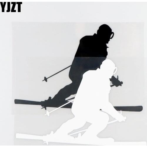 YJZT 18.4×12.4CM Creative Vinyl Decals Sprint Skiing Enthusiasts Styling Car Stickers Black / Silver 20A-0110