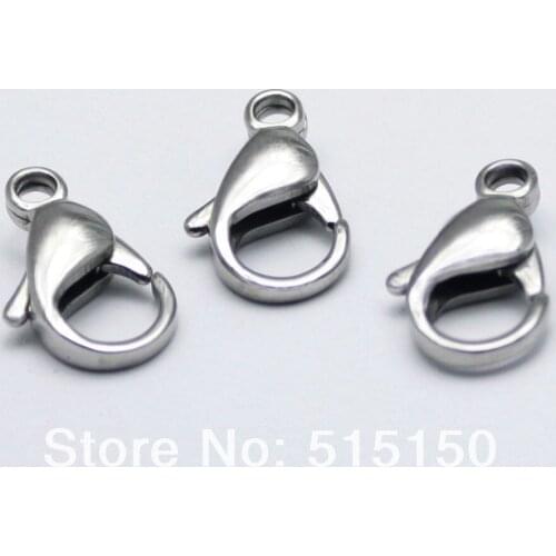 Lot of 100pcs 15mm Top Quality Best Price 316L Stainless steel DIY lobster clasps for necklace bracelet Jewelry