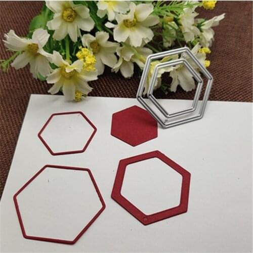 2Pcs Hexagonal frame decorationMetal Cutting Dies For DIY Scrapbooking Album Embossing Paper Cards Decorative Crafts