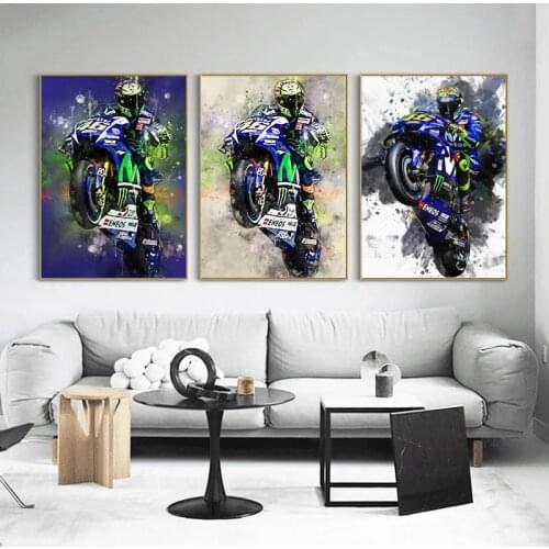 Motorcycle Graffiti Art Poster Canvas Print Green Wall Art Watercolor Figure Painting Living Room Decoration Home Decoration
