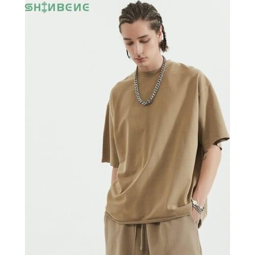 SHINBENE OVERSIZE Frayed Edge Workout Gym T-shirts Tee Men Women Loose Cotton Lovers Leisure Street Sport Short Sleeve Shirts