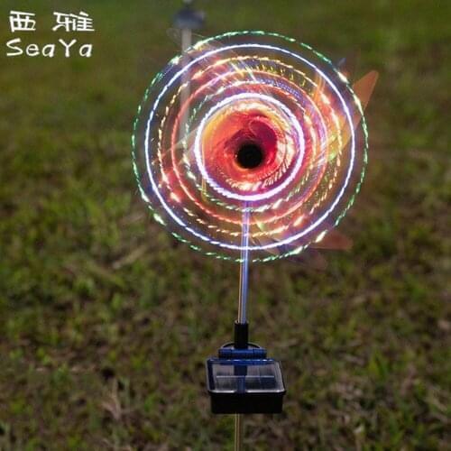 Outdoor Automatic ON/OFF Solar Windmill Lamp 32LED Light Garden Landscape Lights Decorative Windmill Waterproof Night Light