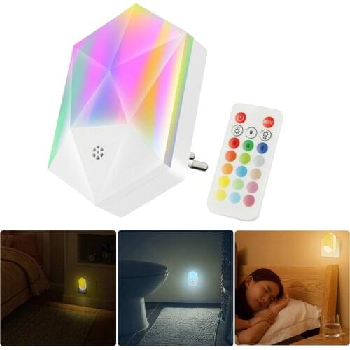 Wall Lamp EU220V Night Light Dusk to Dawn Sensor Remote Control 16 Colors LED Plug in Night Light for Hallway Bedroom