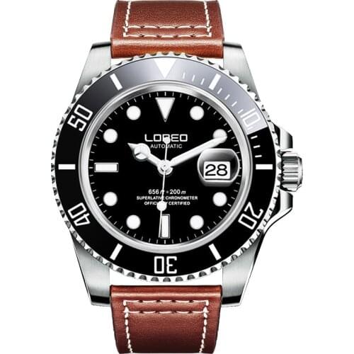 Germany diver watches 200M Waterproof LOREO 9201 automatic Mechanical Watch Men Sapphire Rotating Bezel Luminous Calendar Watch