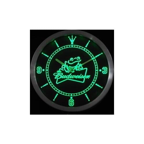 Nc0476 Budweiser Frog Beer Neon Light Signs LED Wall Clock