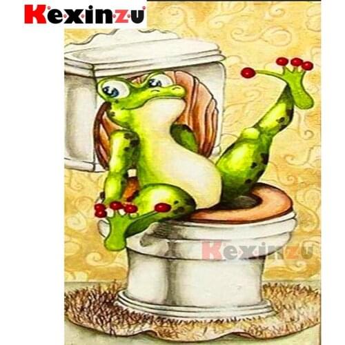 New 5D diamond painting full Square/Round diamond embroidery-Toilet frog-rhinestone DIY mosaic Cross Stitch 3D Home Decor Y0160