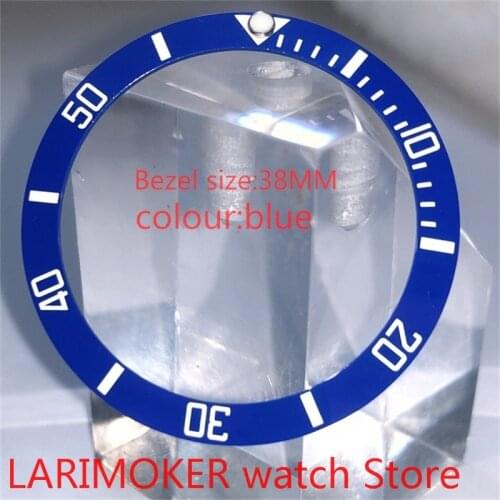Brand new high quality 38mm blue rotating glass bezel suitable for 40mm mens watch automatic winding