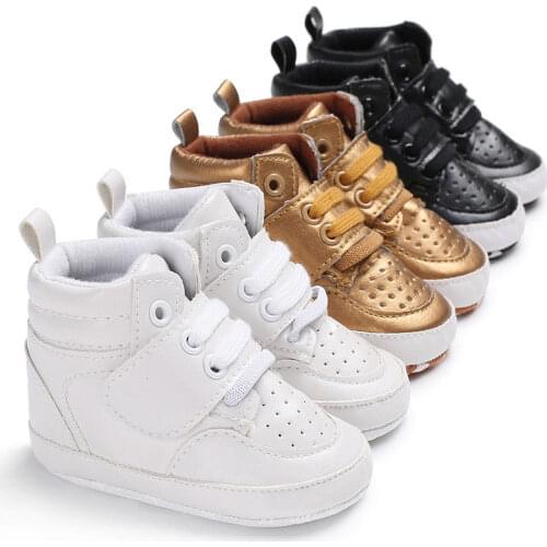 0-18M Toddler Shoes Baby Boy Girl PU Ankle Boots Crib Shoes Anti-slip Sneaker