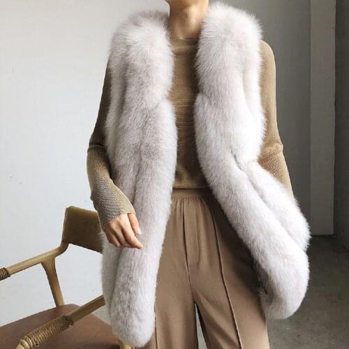 OFTBUY 2020 Real Fur Vest Coat Winter Jacket Women Natural Fox Fur Outerwear Thick Warm New Fashion Waistwear Brand Luxury