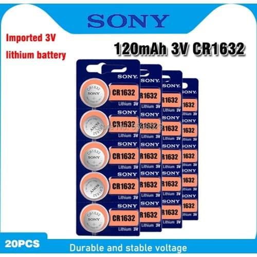 20PCS/lot SONY Original CR1632 Button Cell Battery 3V Lithium Batteries CR 1632 for Watch Remote Toy Computer Calculator Control