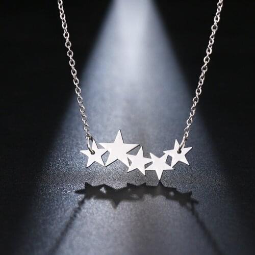 New Necklace 2021 Stainless Steel Five-Pointed Star Pendant Necklaces for Women Jewelry Accessories Wholesale Collares