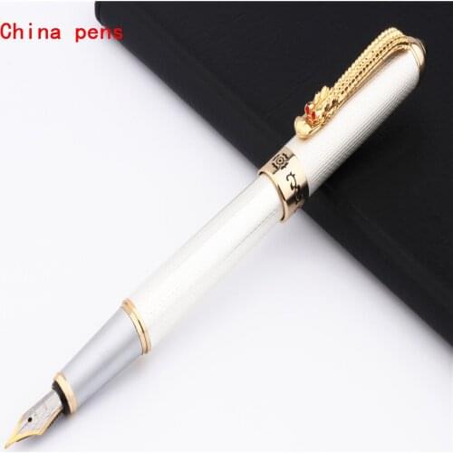 Luxury quality Jinhao 1000 Pearl white Oriental Dragon Business office Fountain Pen New