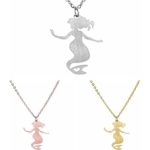 Mermaid Pendant Necklace for Women Teen Girl Gift Jewelry many colors siren charm
