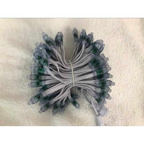 12mm bullet type DC12V WS2818 RGB full color addressable LED pixel light;IP68;10cm wire spacing;all WHITE wire,100pcs/string
