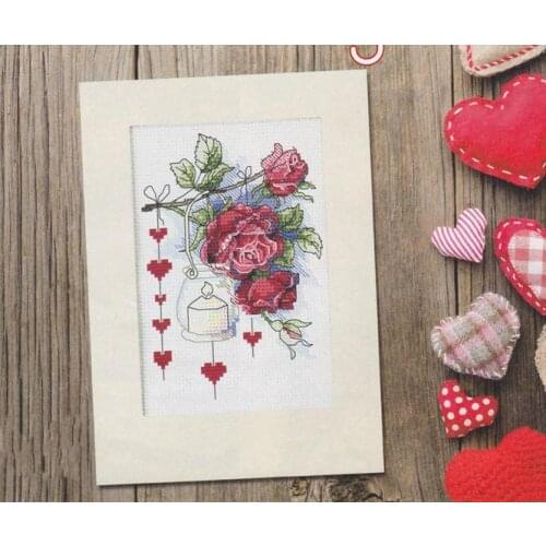 Christmas rose and candle 1-19-24 Cross Stitch Set Cross-stitch Kit Embroidery Needlework Craft Packages Cotton Fabric Floss