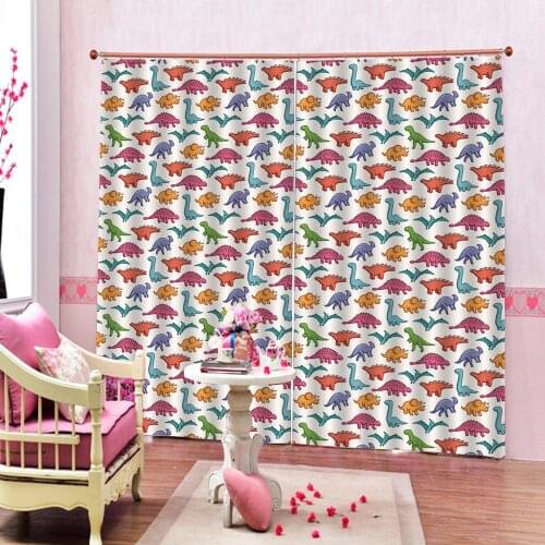 Cute Colorful Dinosaurs Kids Window Curtains For Childrens room Blackout Digital print Decor Drapes