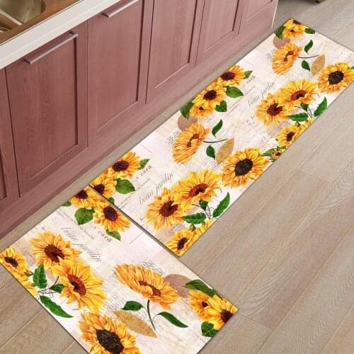 Modern Anti-slip Kitchen Mat Sunflowers Home Entrance Doormat Balcony Living Room Carpet
