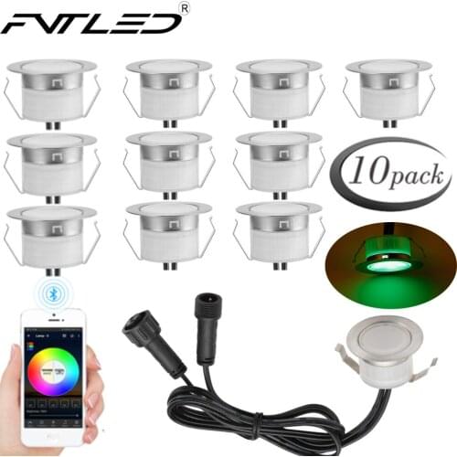 10pcs/lot 5Pin RGBWW 31/45/61mm 12V IP67 Terrace LED Deck Stair Soffit Step Up Lights Kit Bluetooth Mesh Controller Timer Dimmer