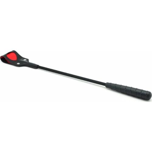 SMSPADE 58cm delicate black leather crop,bondage sex spanking crop whip for couples, fetish horse whip. red heart long paddle