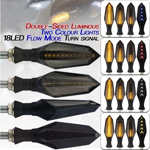 Universal Motorcycle LED Turn Signal Lamp 2835 SMD Double-sided Sequential Flowing Flash Indicator Lights Amber Running Light