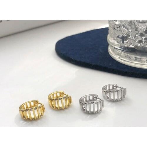 WTLTC Ins Stylish Round Hollow Hoop Earrings for Women 925 Sterling Sliver Hoops Earrings Minimal Geometric Charms Earrings