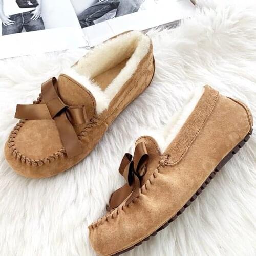 100% Natural Fur Women Shoes Moccasins women Loafers Soft Genuine Leather Leisure Flats Female Driving Casual Footwear