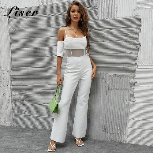 Liser 2021 New Summer Women Jumpsuits Strapless Bandage Jumpsuits Sexy Bodycon Elegant Club Celebrity Party Jumpsuit Vestidos