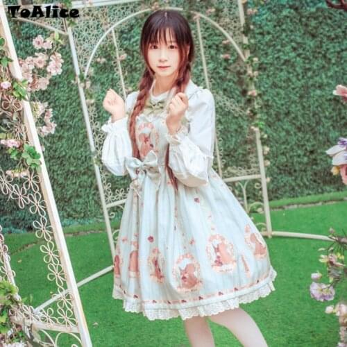 Cute Original Design "Pinewood Story" Women Suspender Dress Bow 2018 Squirrel Print Lolita JSK Dresses Girls Vestidos 3 Colos