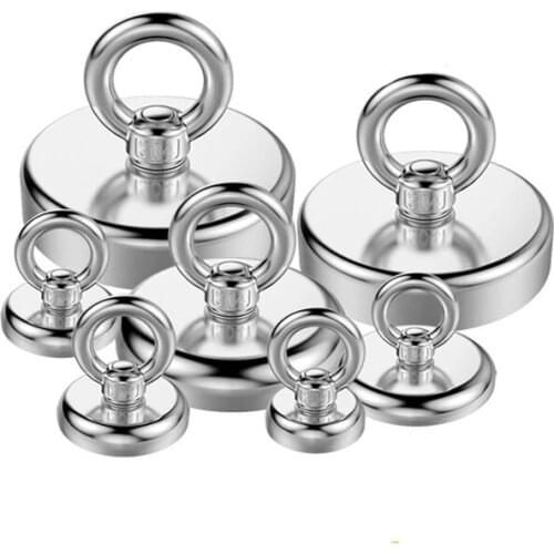1pcs Strong Neodymium Magnet Salvage Magnet Deep Sea Fishing Holder Pulling with Ring Eyebolt Magnetic Hook Searcher Hardware