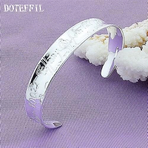 DOTEFFIL 925 Sterling Silver 10mm Concave Bangle Bracelet For Woman Wedding Engagement Fashion Charm Party Jewelry
