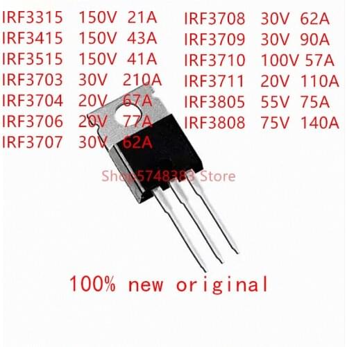 10PCS/LOT IRF3315 IRF3415 IRF3515 IRF3703 IRF3704 IRF3706 IRF3707 IRF3708 IRF3709 IRF3710 IRF3711 IRF3805 IRF3808 TO-220