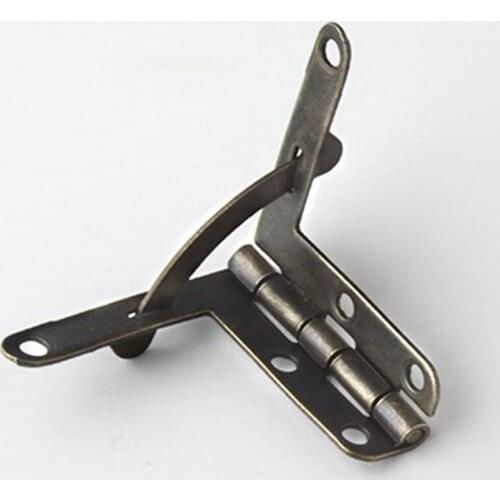 2PCS/Lot Spring Hinge 90 Degree Angle Support Hinge Small Box Hinges for Jewelry Case Wooden Lid Door Close- Bright Gold Bronze