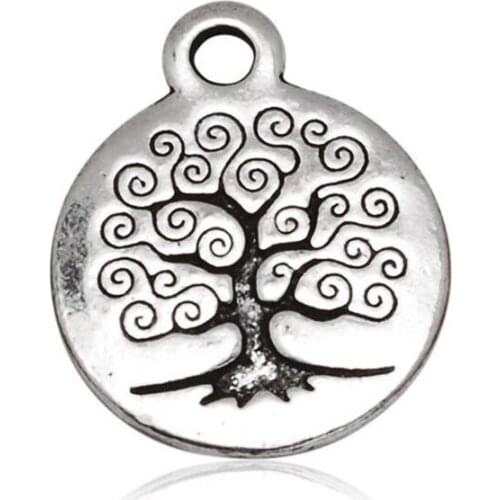 20pcs Double Side Pattern Tree of Life Charm Pendant For Jewelry Making, 19*15.5mm