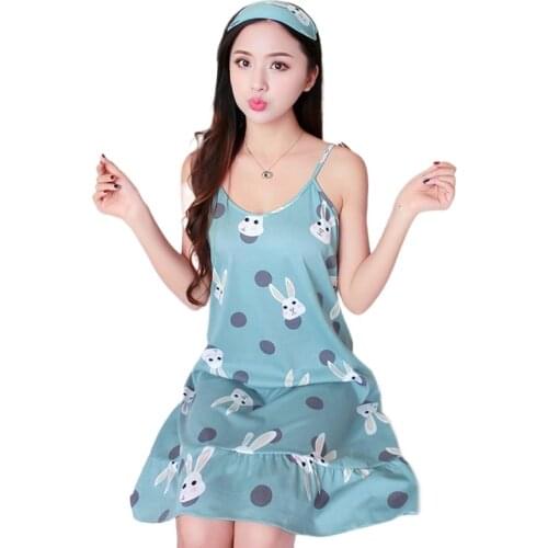 2021Summer Ladies Suspender Nightdress Cute Girl Thin Shoulder Strap Short Skirt Sexy Nightdress Women Sleepwear Sleep Wear
