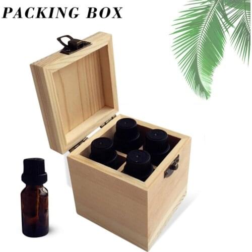 4 Compartments Eco-Friendly Solid Wood Essential Oil Bottles Storage Box Packing Wooden Box Storage Box