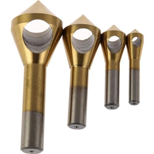 4pcs/set Titanium Coated Countersink Deburring Center Stepped Metal Drill Bits Expanding Chamfering Tools 2-5/5-10/10-15/15-20mm